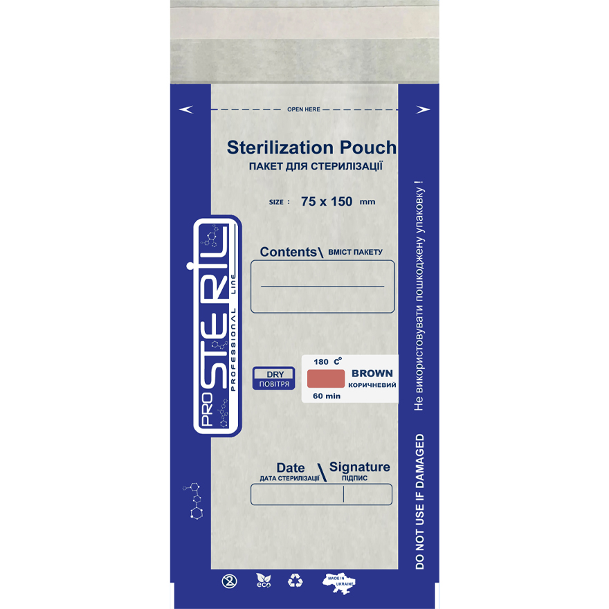 ProSteril Air sterilization kraft bags, transparent 75x150 mm, 100 pcs/pack