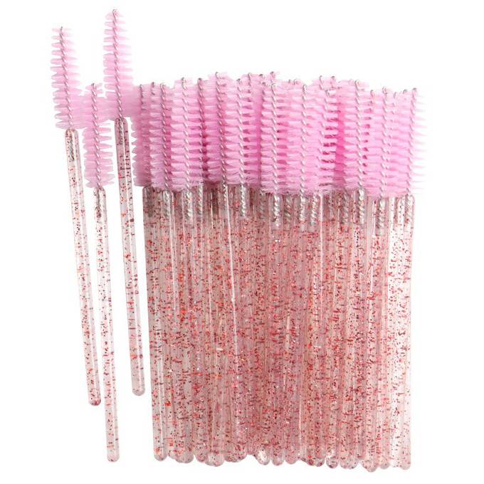 Hair brush, nylon, rozheva on a transparent base with red glitter, (50 pcs/pack)