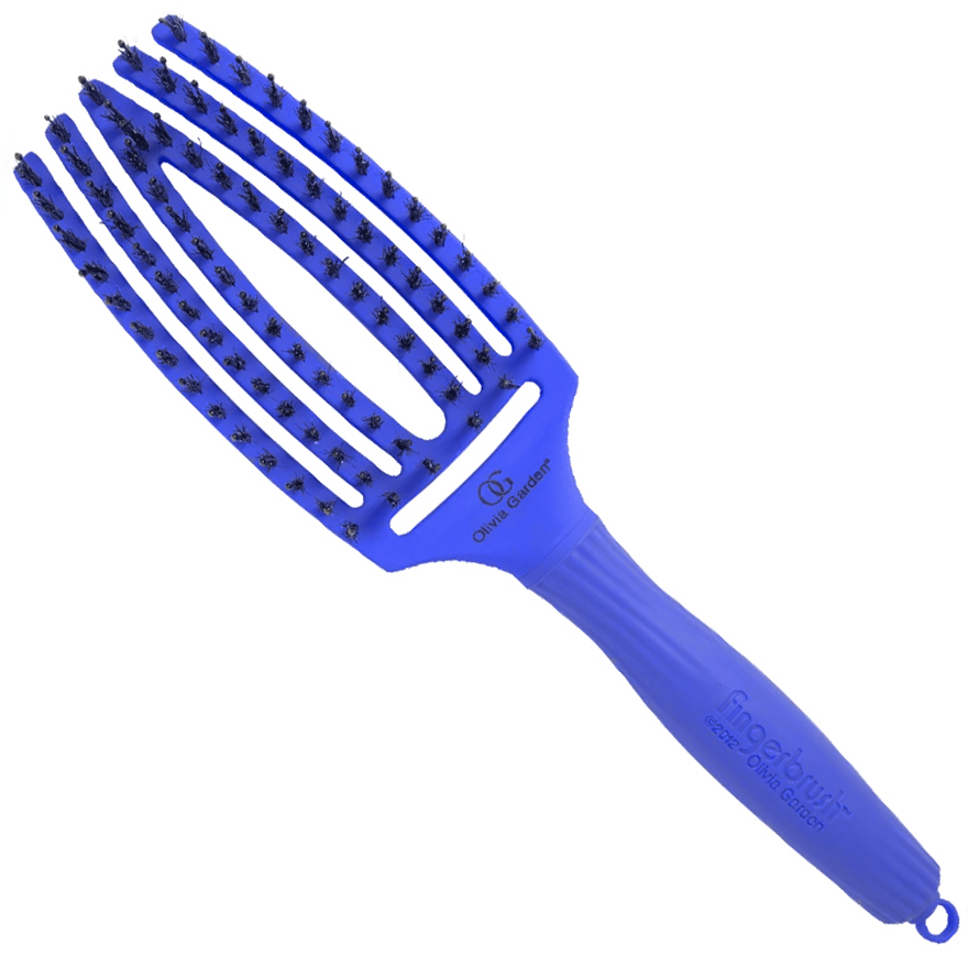Olivia Garden Щетка массажная с натуральной щетиной Finger Brush Combo Medium Tropical Blue
