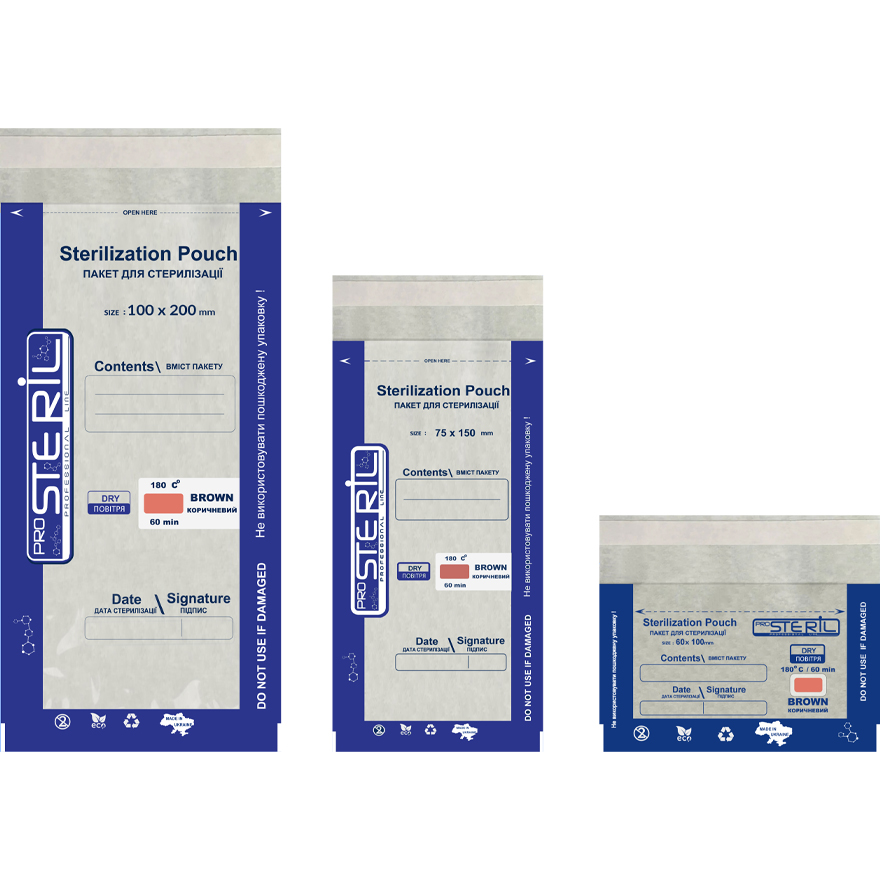 ProSteril Air sterilization kraft bags, transparent 75x150 mm, 100 pcs/pack
