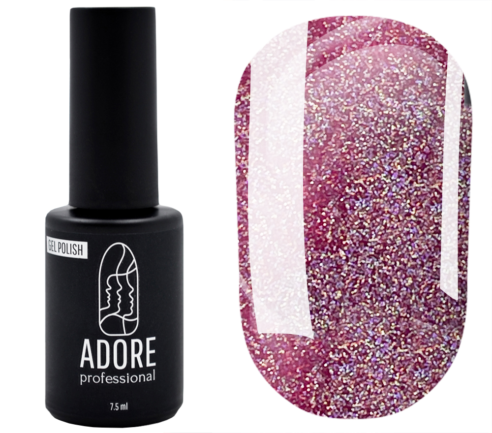 Gel polish ADORE Professional №356 (shimmering pink, micro glitter), 8 ml