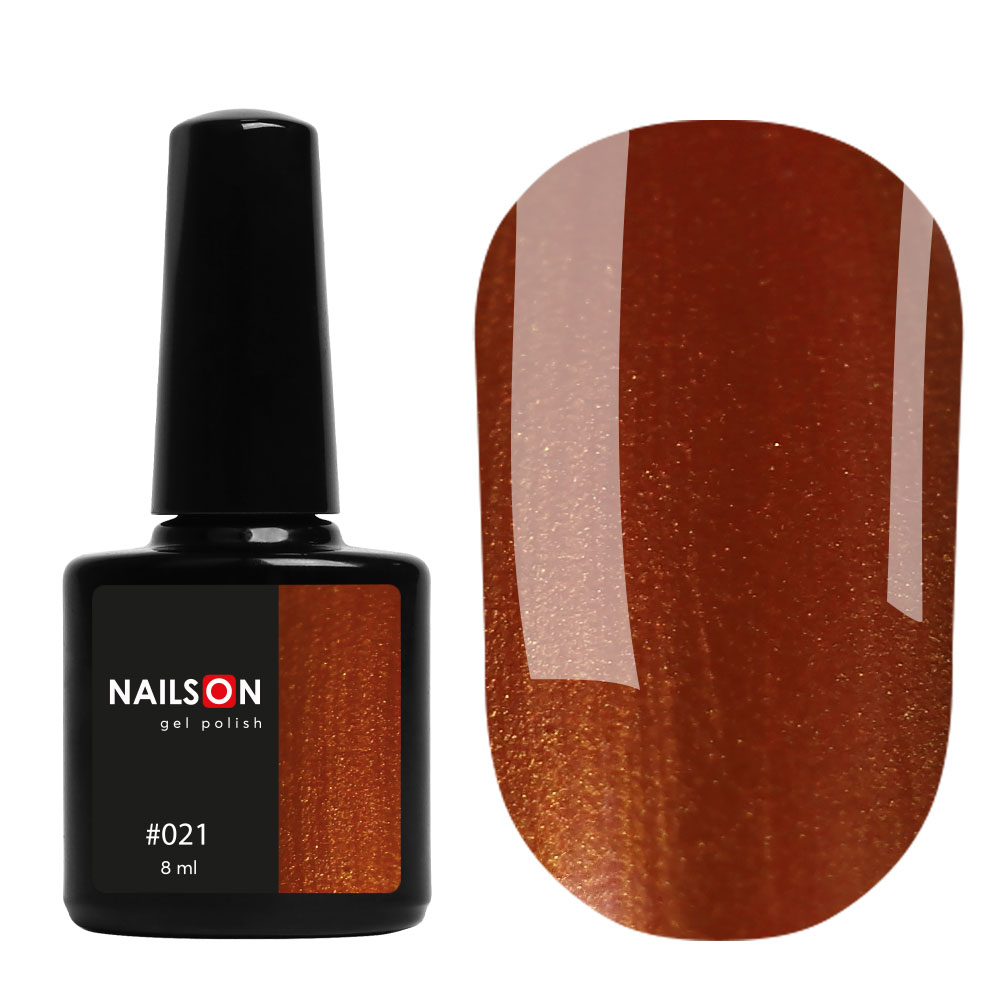 Gel polish NailsOn 021 (brown-orange with micro-shine), 8 ml