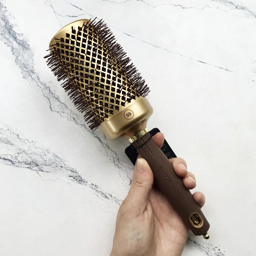 Olivia Garden Brushing thermo EXPERT BLOWOUT SHINE Wavy Bristles Gold&Brown 55