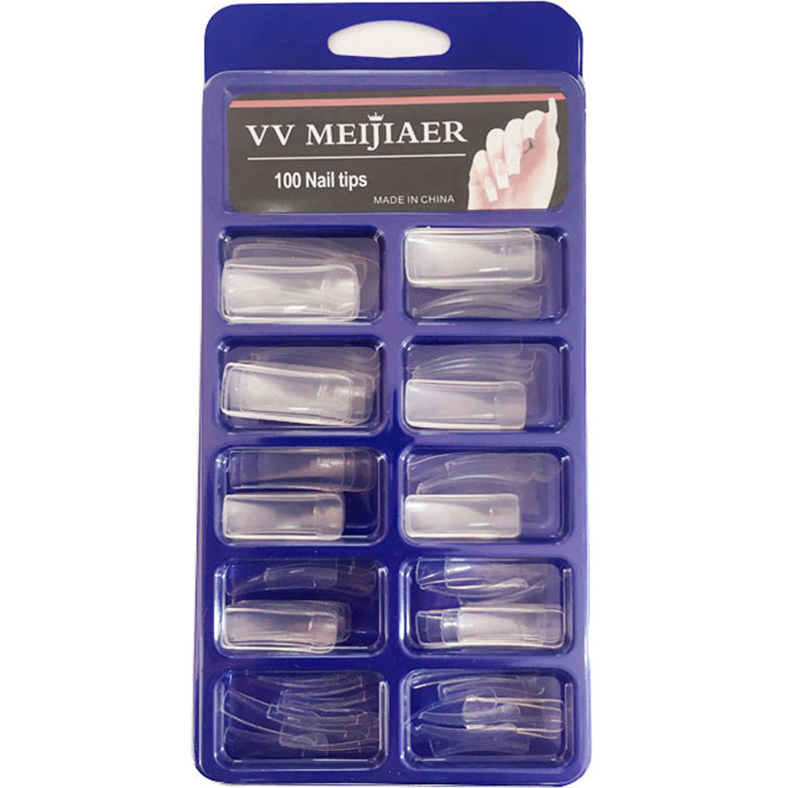 VV Meijiaer Tips for nail extension, Classic (wide contact area), 100 pcs., Transparent VV Meijiaer Tips for nail extension, Classic (wide contact area), 100 pcs., Transparent