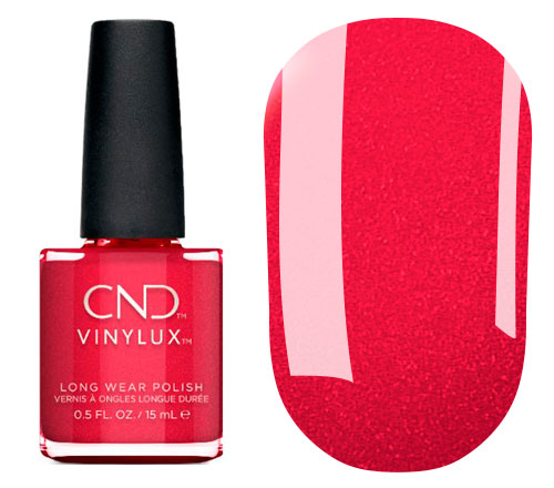 Лак CND Vinylux Weekly Polish - 288 Kiss of Fire (червоний із золотими блискітками), 15 мл