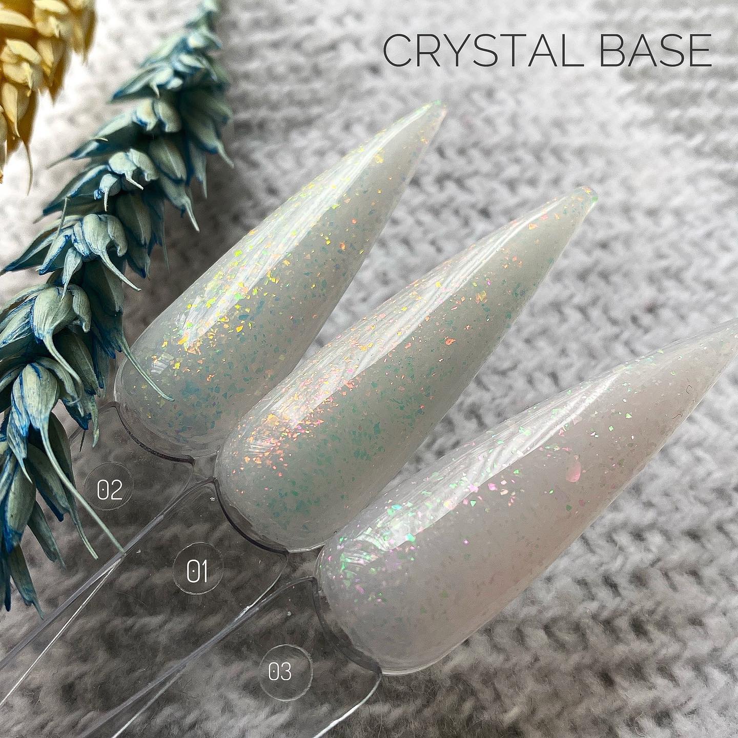 Grade Crystal base 02 nail base (transparent-milky with multi-colored melt), 15 ml
