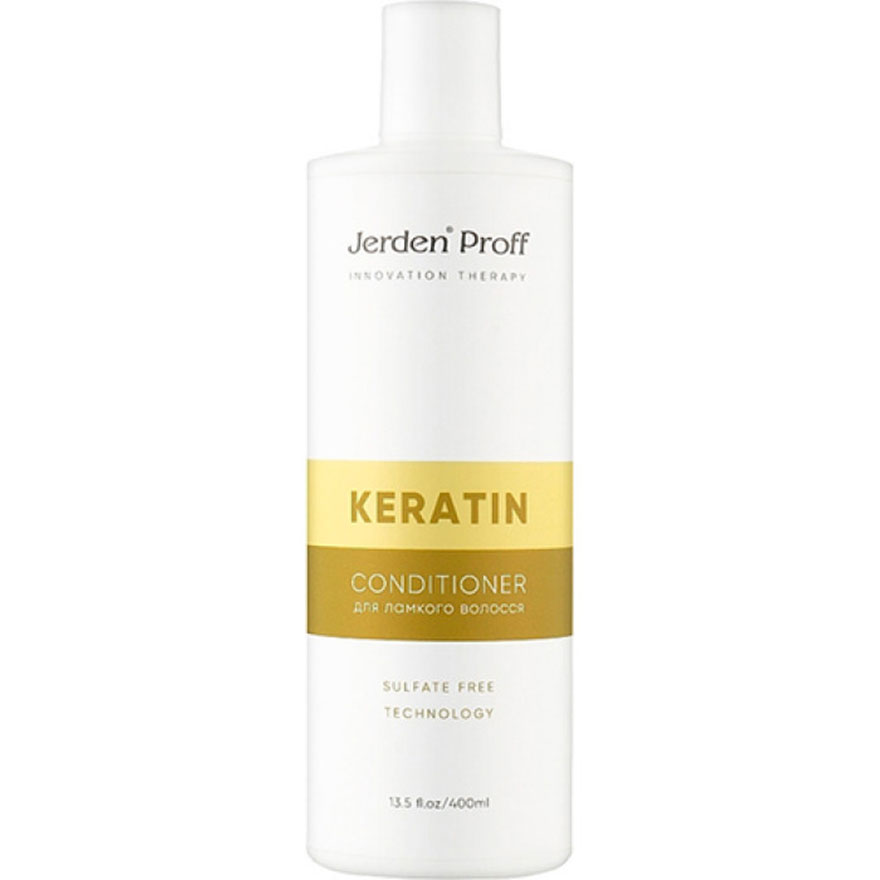 Jerden Proff KERATIN Кондиціонер безсульфатний для ламкого волосся з кератином, 400 мл Jerden Proff KERATIN Кондиціонер безсульфатний для ламкого волосся з кератином, 400 мл