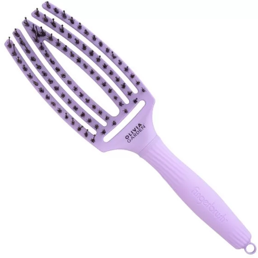 Olivia Garden Massage Brush Natural Bristle Finger Brush Combo Grape
