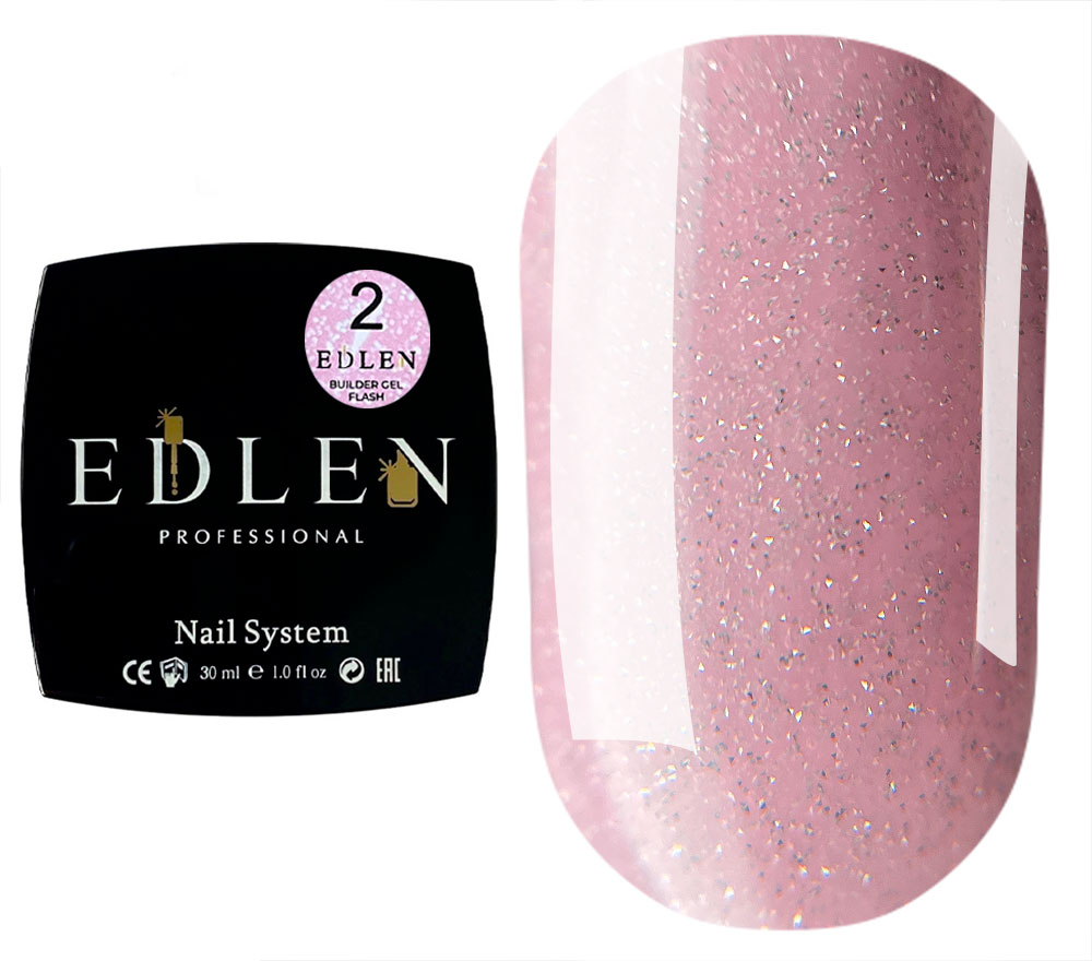 Edlen Nail gel Builder gel Flash 02 (light pink, reflective), 30 ml