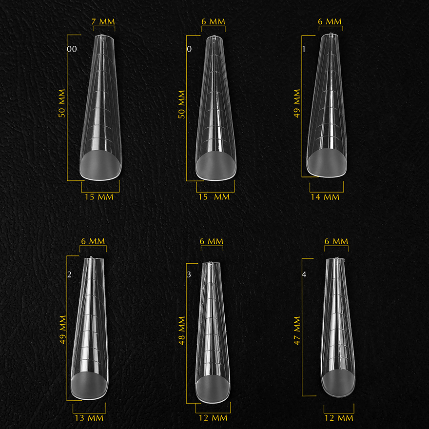 Komilfo Top Nail Forms, Long Gothic - Верхні форми для нарощування, довгий готичний мигдаль, 120 шт