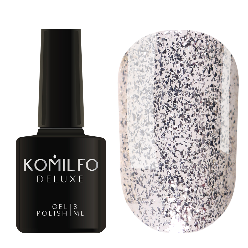 Гель-лак Komilfo DeLuxe Series G011 (біле золото з блискітками), 8 мл