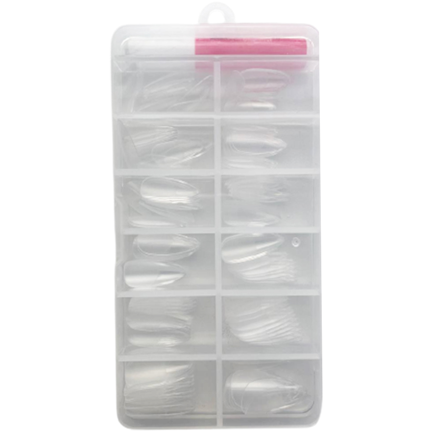 Set of tips for nail extension of different sizes with glue, almonds 120 pcs/pack Set of tips for nail extension of different sizes with glue, almonds 120 pcs/pack