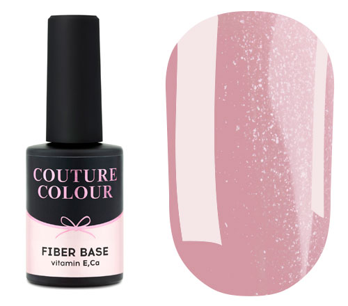 Couture Color Fiber Base Shimmer Pink - nylon fiber gel polish base, pink with shimmer, 9 ml