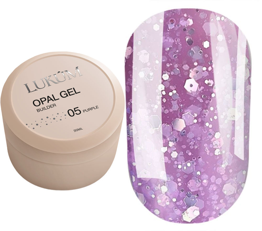 Lukum Гель для ногтей Builder Gel Opal №05 (Purple), 30 мл