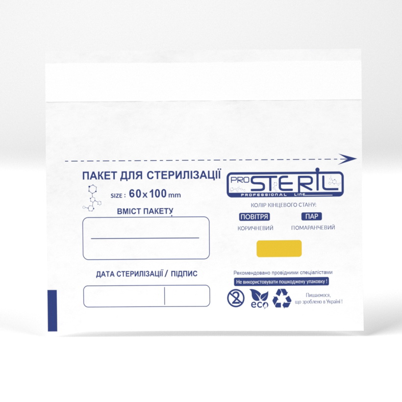 ProSteril Kraft bags for air and steam sterilization, white 60x100 mm, 100 pcs / pack