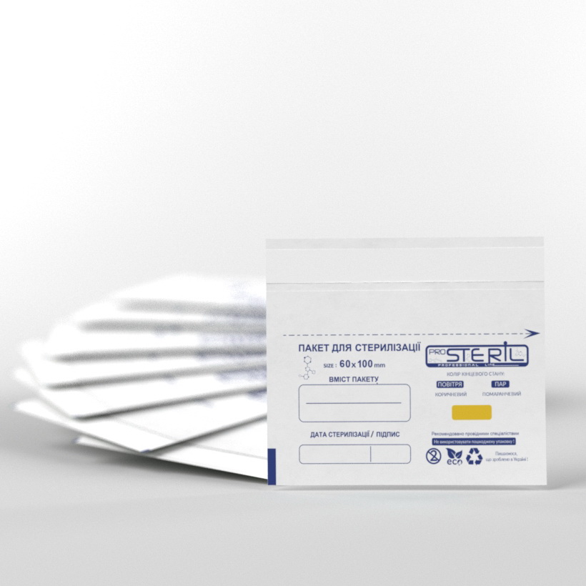 ProSteril Kraft bags for air and steam sterilization, white 60x100 mm, 100 pcs / pack