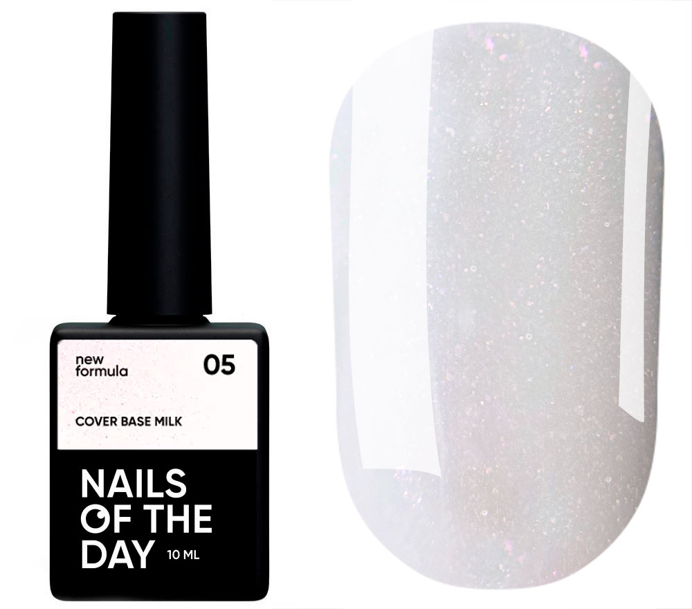 Nails Of The Day Cover base milk No. 05 (milk base with rye shimmer), 10 ml