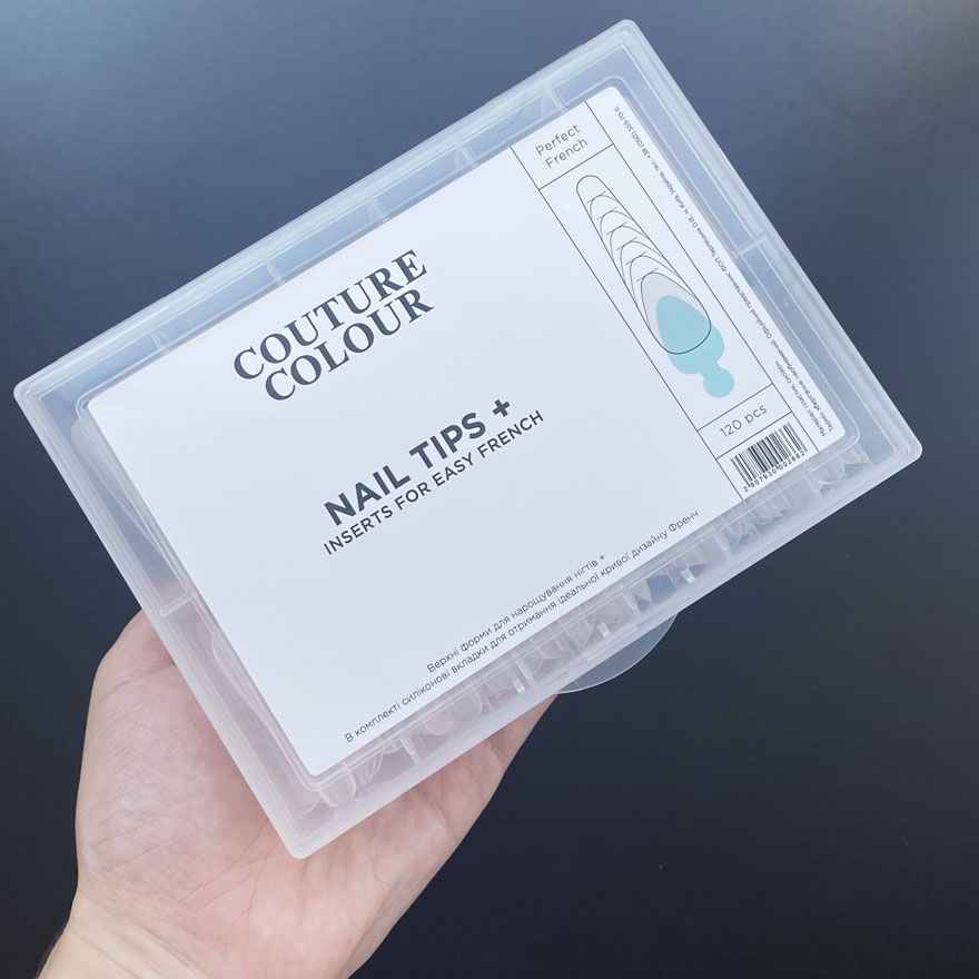Couture Color Top Extensions + Molds Stencils Nail Tips + Inserts for Easy French, 120 pcs