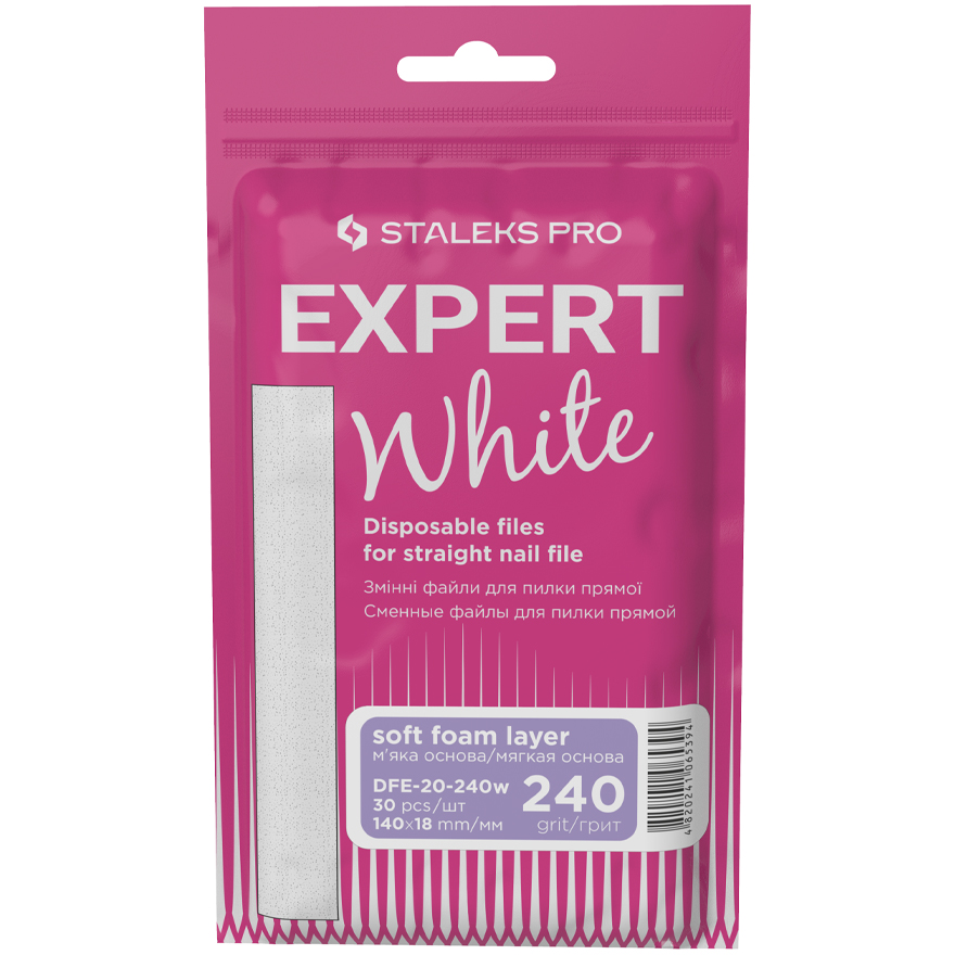 Staleks Pro - Set of replacement white files for a straight saw (on a soft base) EXPERT 20 240 grit, 30 pcs