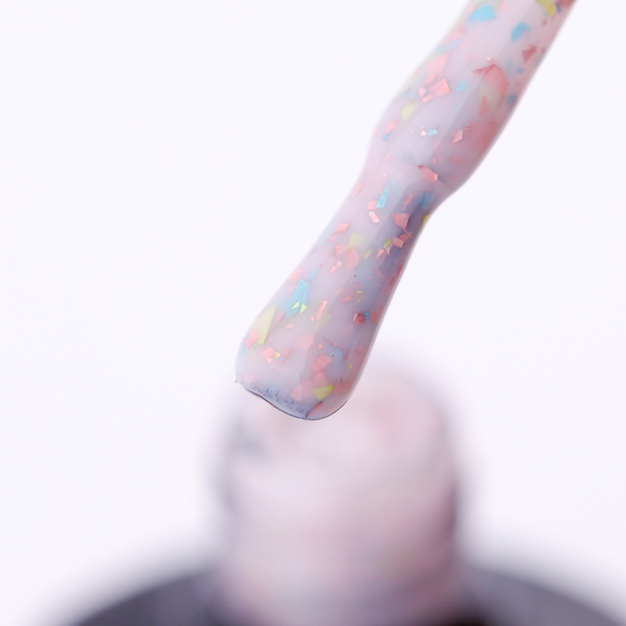 Roks Base Rubber French Potal No. 080 (pale pink with multi-colored potal), 8 ml