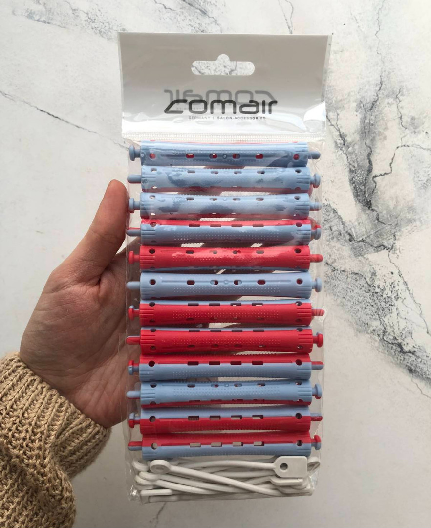 Comair Cold curlers, long, 2-color, with rubber band (pack of 12 pcs.), d 11mm