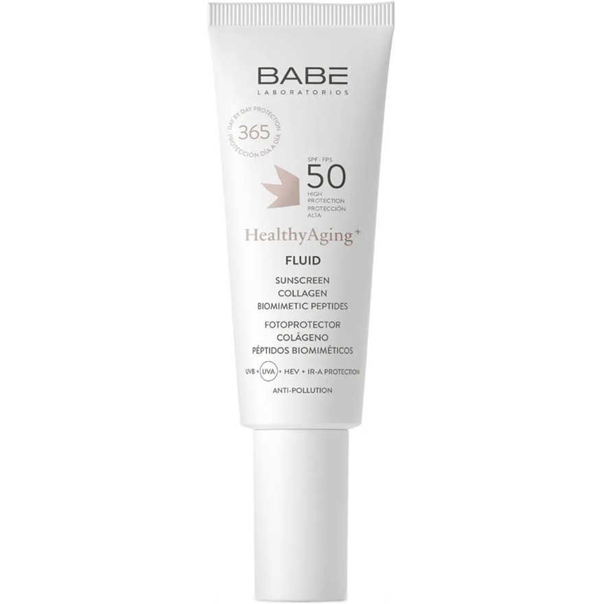 BABE HEALTHY AGING Sunscreen fluid SPF 50 with collagen and peptides, 40 ml BABE HEALTHY AGING Sunscreen fluid SPF 50 with collagen and peptides, 40 ml