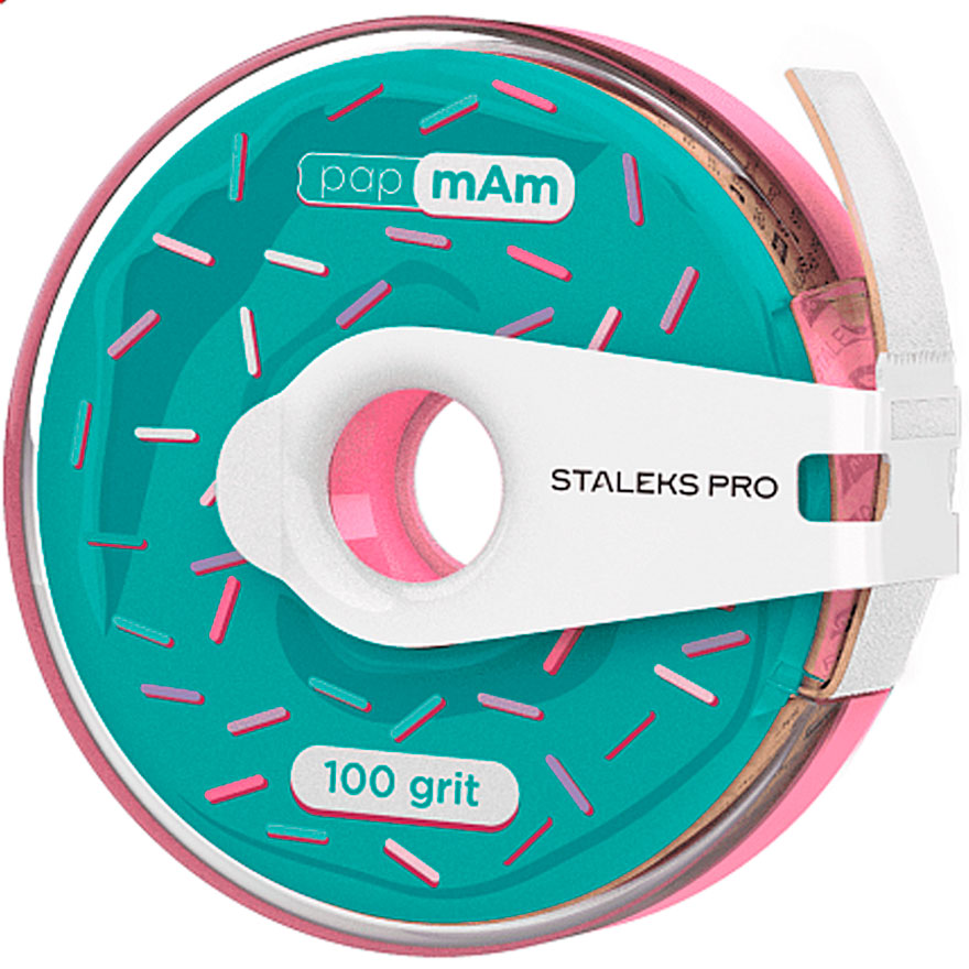 Staleks Pro - papmAm white EXPERT replacement file-tape in a plastic reel STALEKS PRO 100 grit