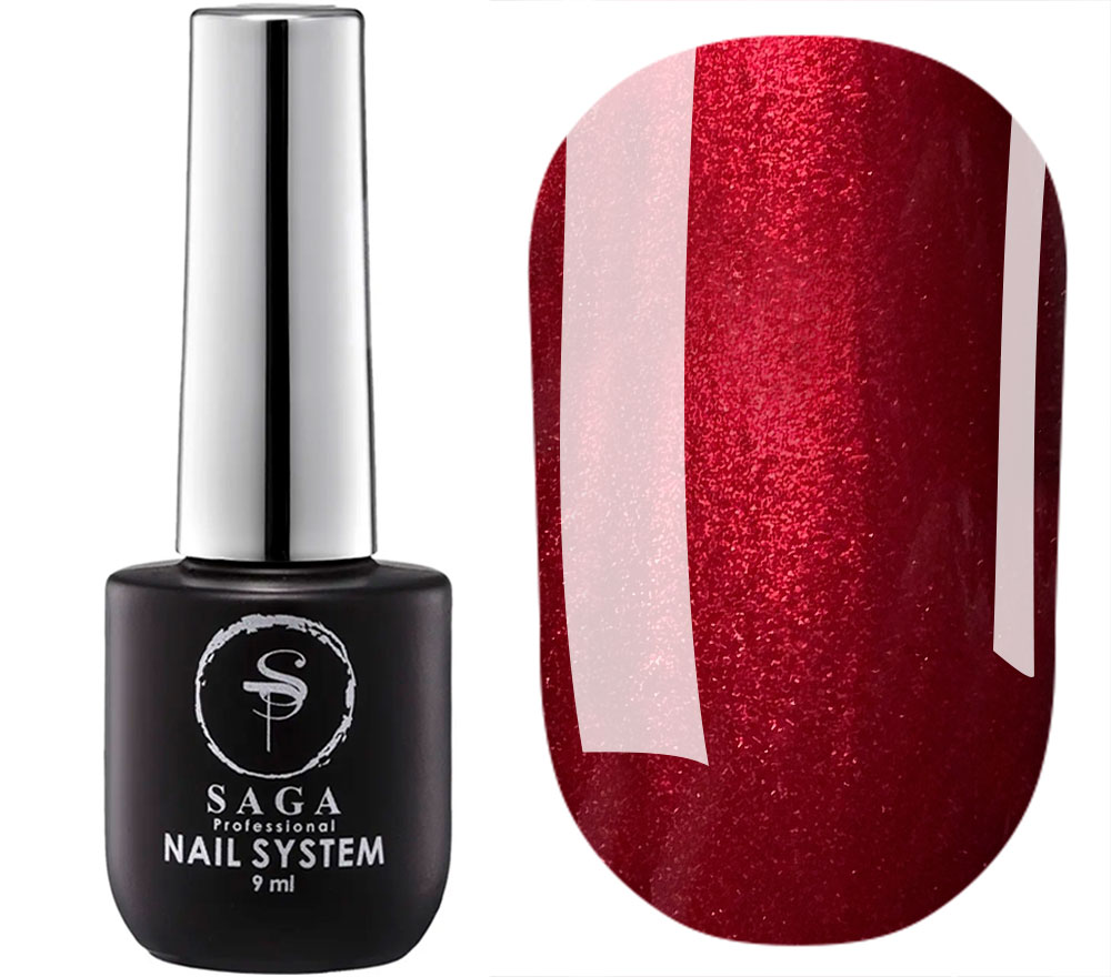 Saga professional gel polish Glow Cat 02 (luxurious red, cat's eye), 9 ml
