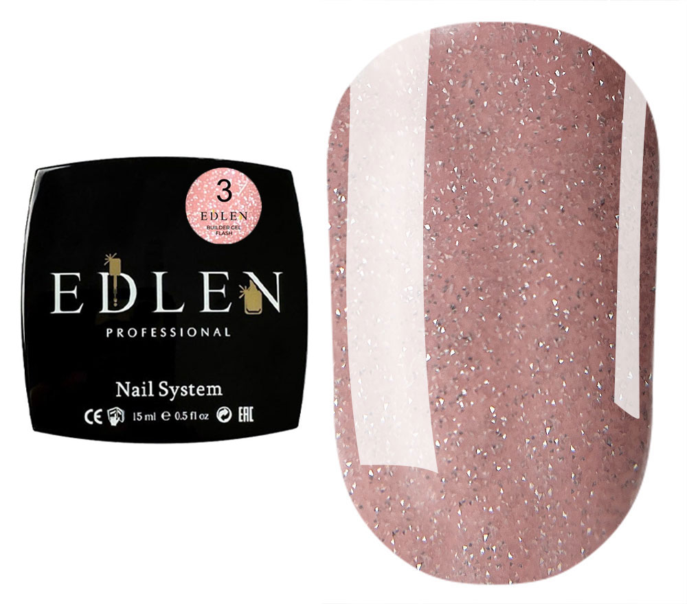 Edlen Гель для нігтів Builder gel Flash 03 (бежевий, світловідбиваючий), 15 мл