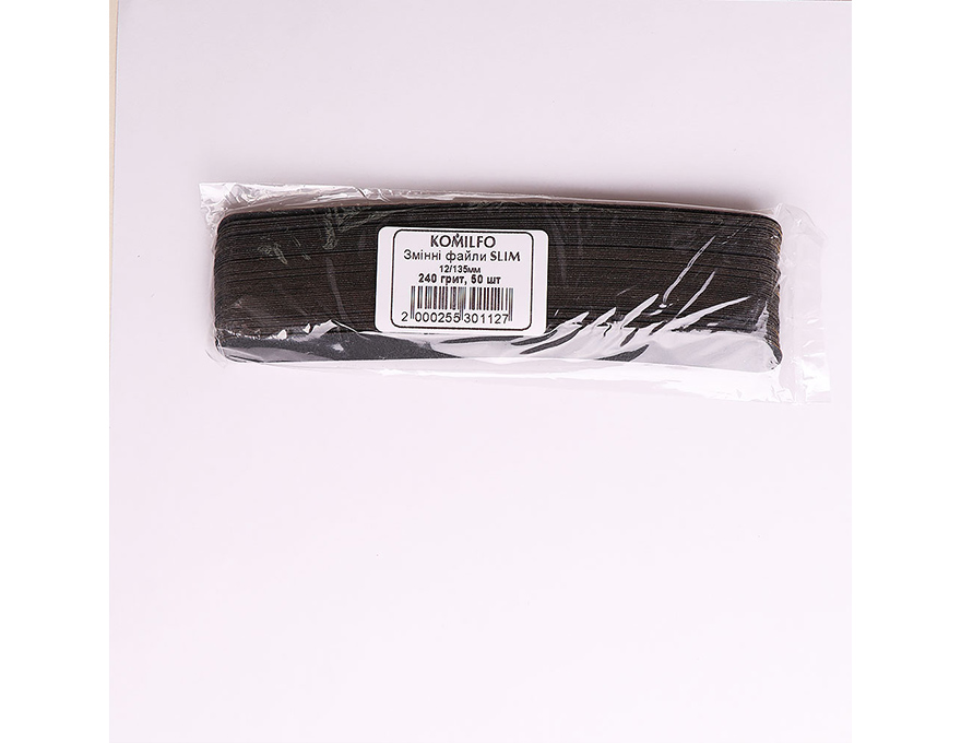 Komilfo replacement files for manicure - SLIM, 240 grit, 12 / 135mm, 50 pcs Komilfo replacement files for manicure - SLIM, 240 grit, 12 / 135mm, 50 pcs