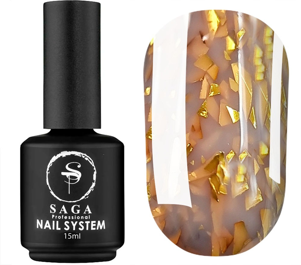 SAGA professional LEAF BASE 05 (light beige with gold leaf), 15 ml