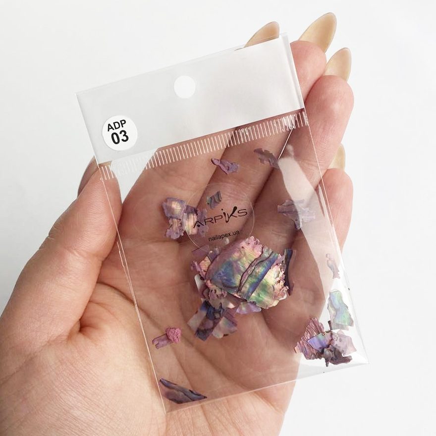NailApex Mother of pearl for nail design, lilac hologram natural (ADP03)
