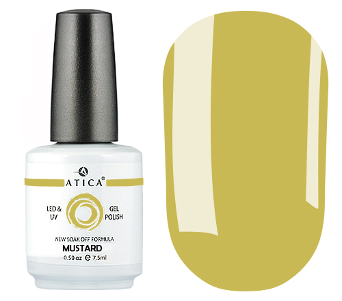 Atica Mustard GP126 gel varnish (mustard green, enamel), 7.5 ml