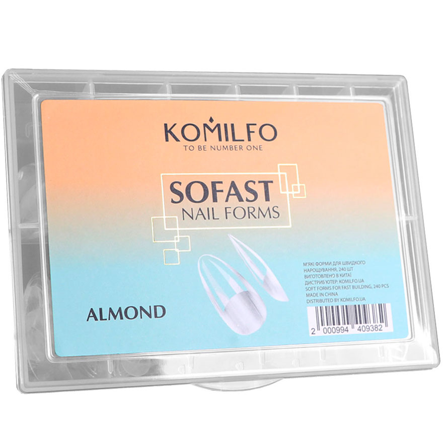Komilfo SoFast Nail Forms Almond - гелеві форми для нарощування, 240 шт