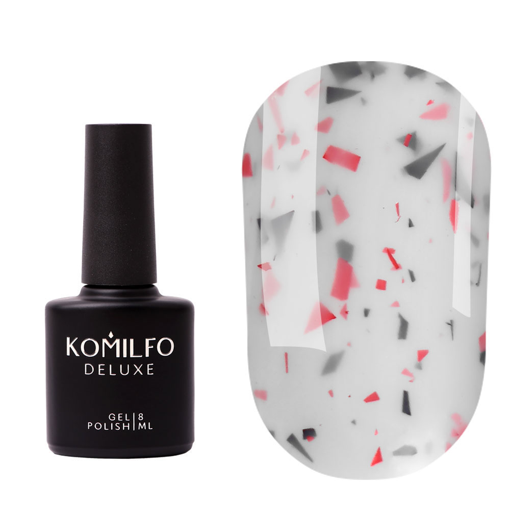 Komilfo Potal Base P018 (white with pink coral and black potal), 8 ml