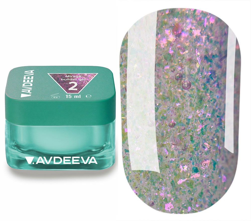 V.AVDEEVA MIRAGE Builder Gel №2 - голографический гель для моделирования ногтей, 15 мл