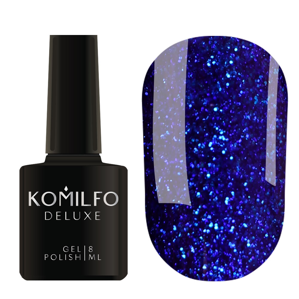 Гель-лак Komilfo Stardust Glitter 006 (синий с мелкими блестками), 8 мл