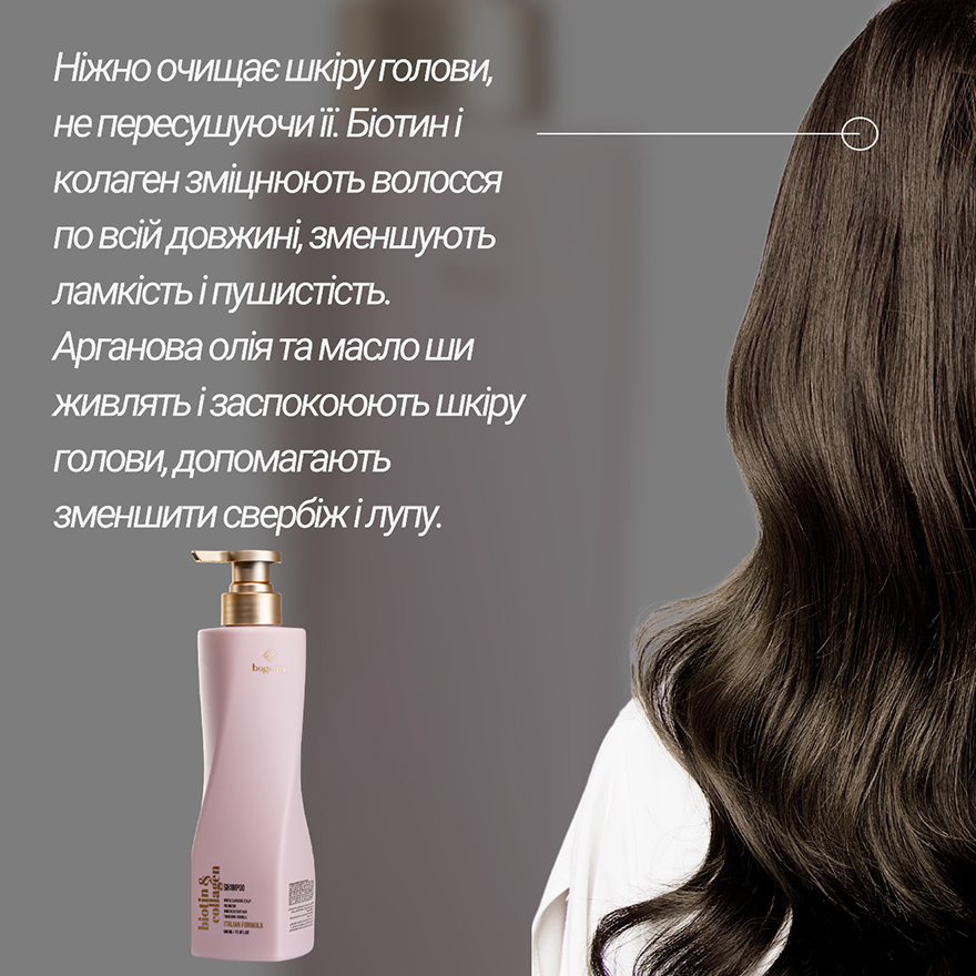 BOGENIA Шампунь для волосся Biotin & Collagen Shampoo, 500 мл