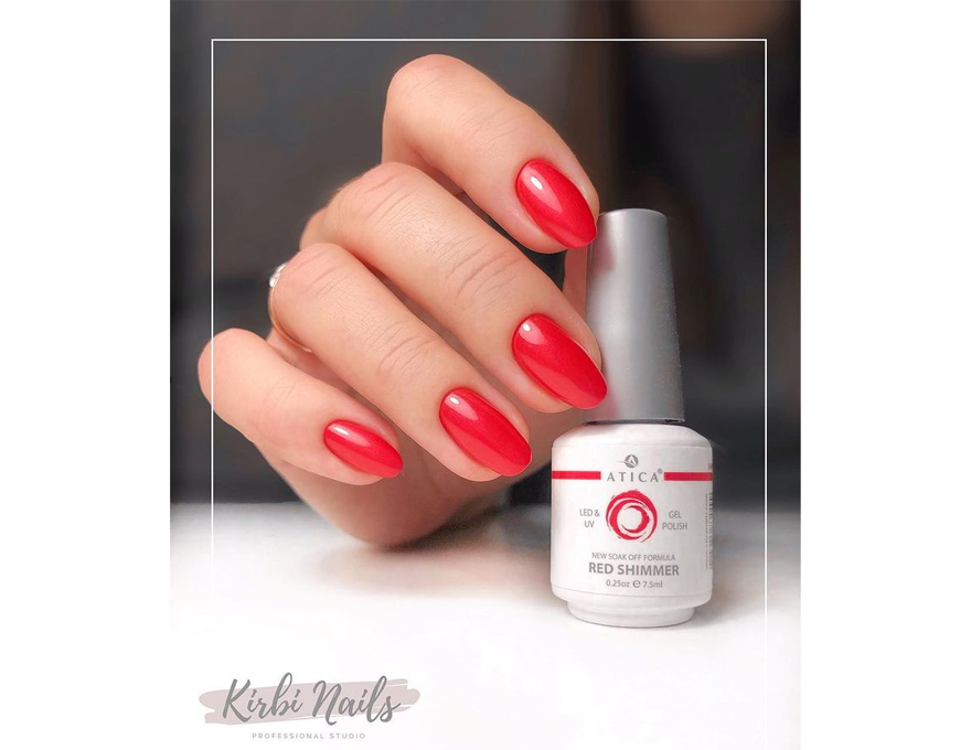 Gel polish Atica Red Shimmer GPM09 (red, with shimmer), 7.5 ml