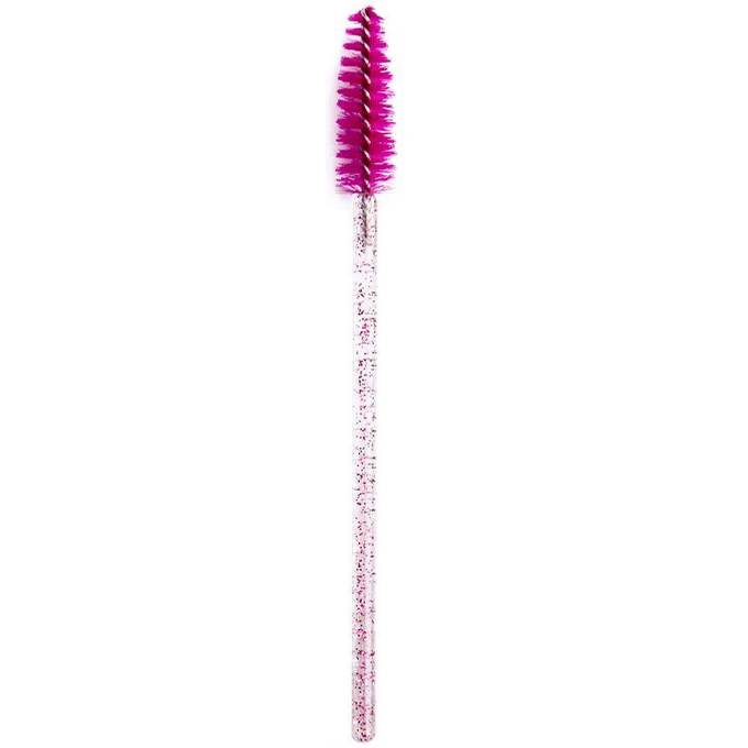 Hair brush, nylon, fuchsia on clear base with red glitter (1 pc)