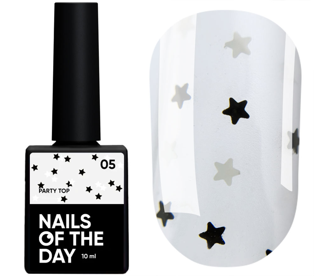 Nails Of The Day Nail top Party top No. 02 (transparent with fine shimmer), 10 ml