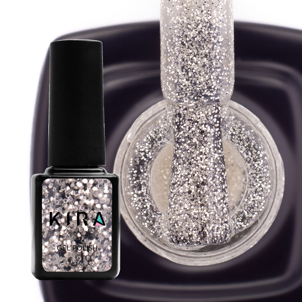 Kira Nails gel varnish No. 162 (gold with silver sparkles, enamel), 6 ml