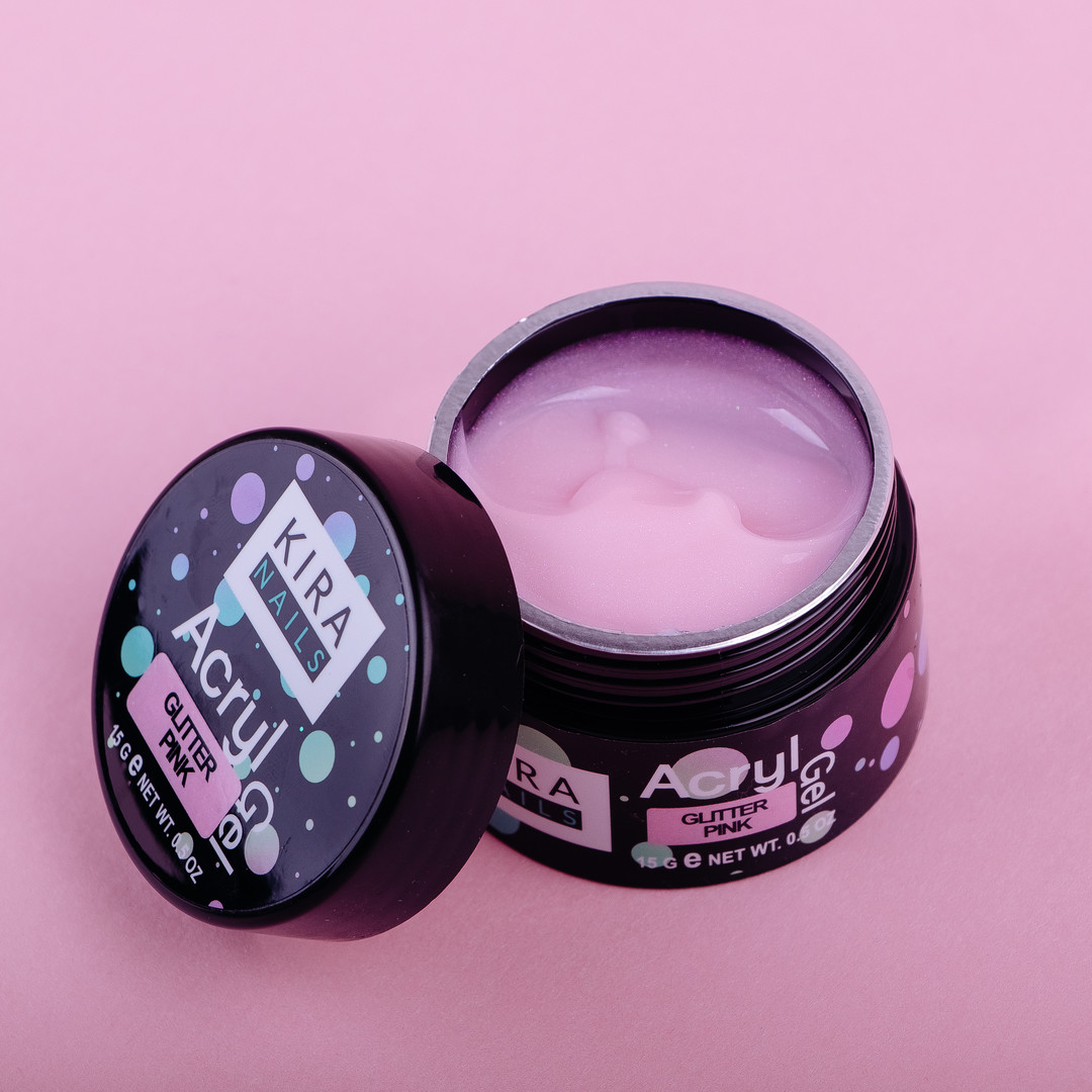 Kira Nails Acryl Gel - Glitter Pink, 15 g