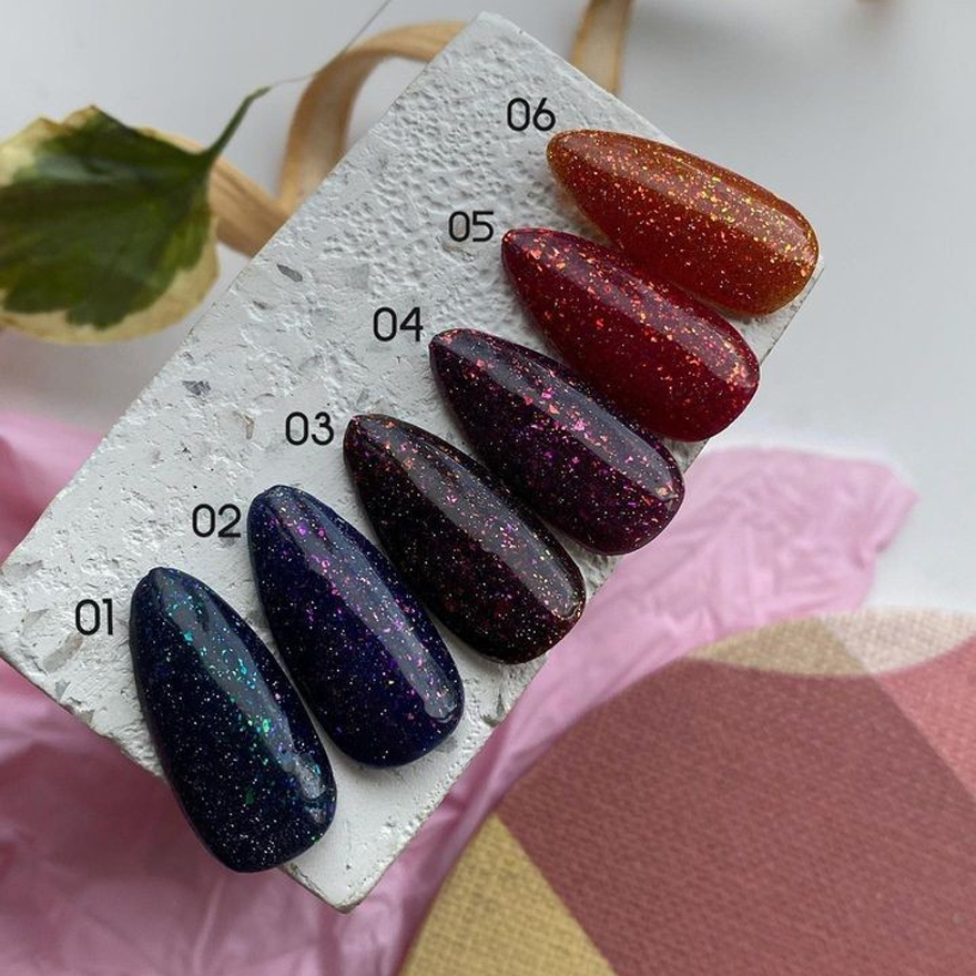 Toki Toki Gel nail polish Flakes 003 (brown with flakes and glitter, reflective), 5 ml Toki Toki Gel nail polish Flakes 003 (brown with flakes and glitter, reflective), 5 ml