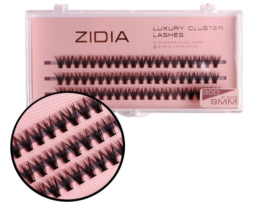 ZIDIA Cluster lashes 30D C 0.07 (3 bands, size 9mm)