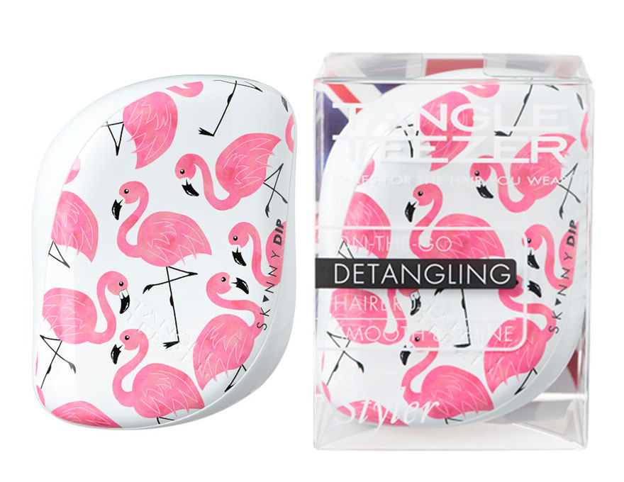 Comb Tangle Teezer Compact Flamingo Skinny Dip White