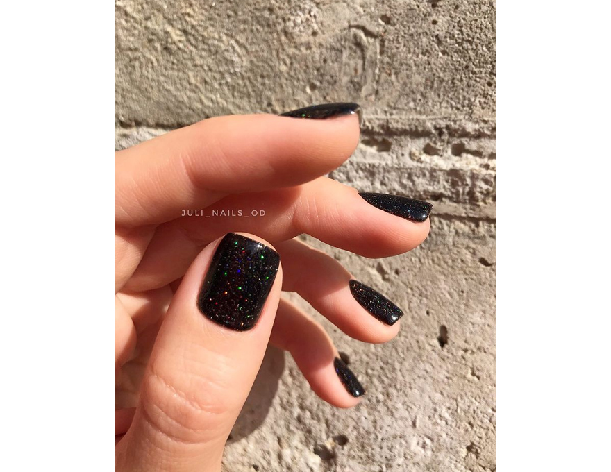 Gel varnish Atica Tonight GPM177 (black with multicolored micro-gloss), 7.5 ml