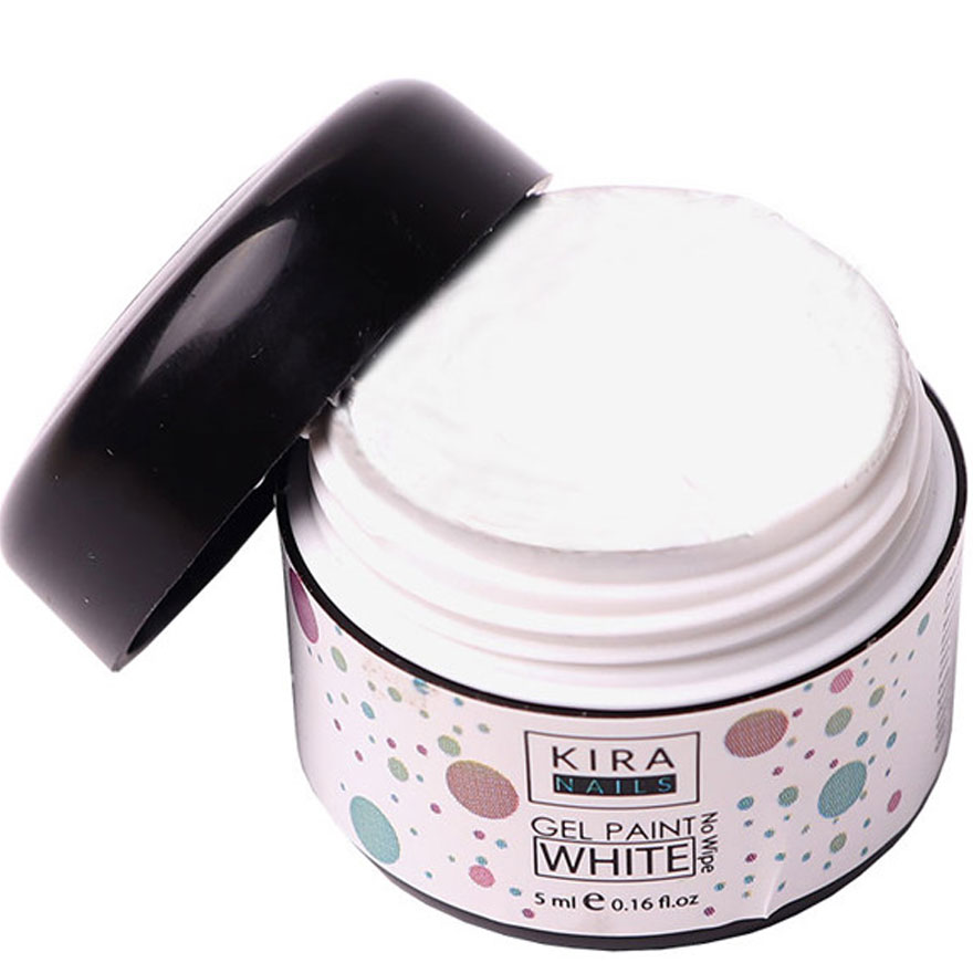 Гель-краска Kira Nails No Wipe, White, 5 мл