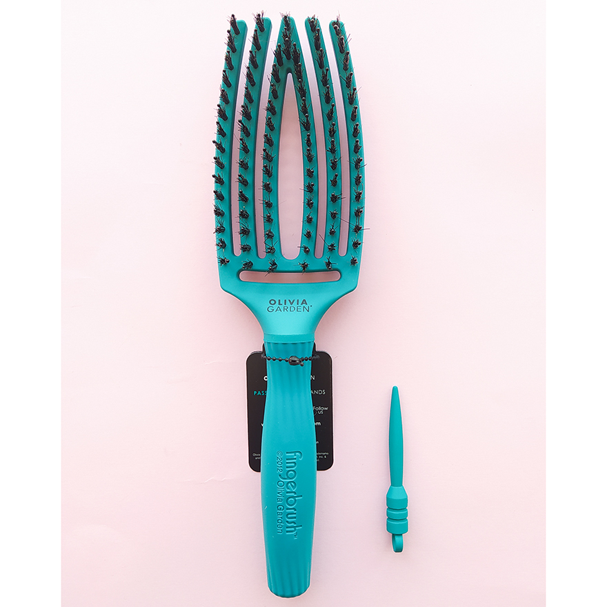Olivia Garden Щетка массажная с натуральной щетиной Finger Brush Combo Medium Tropical Ocean