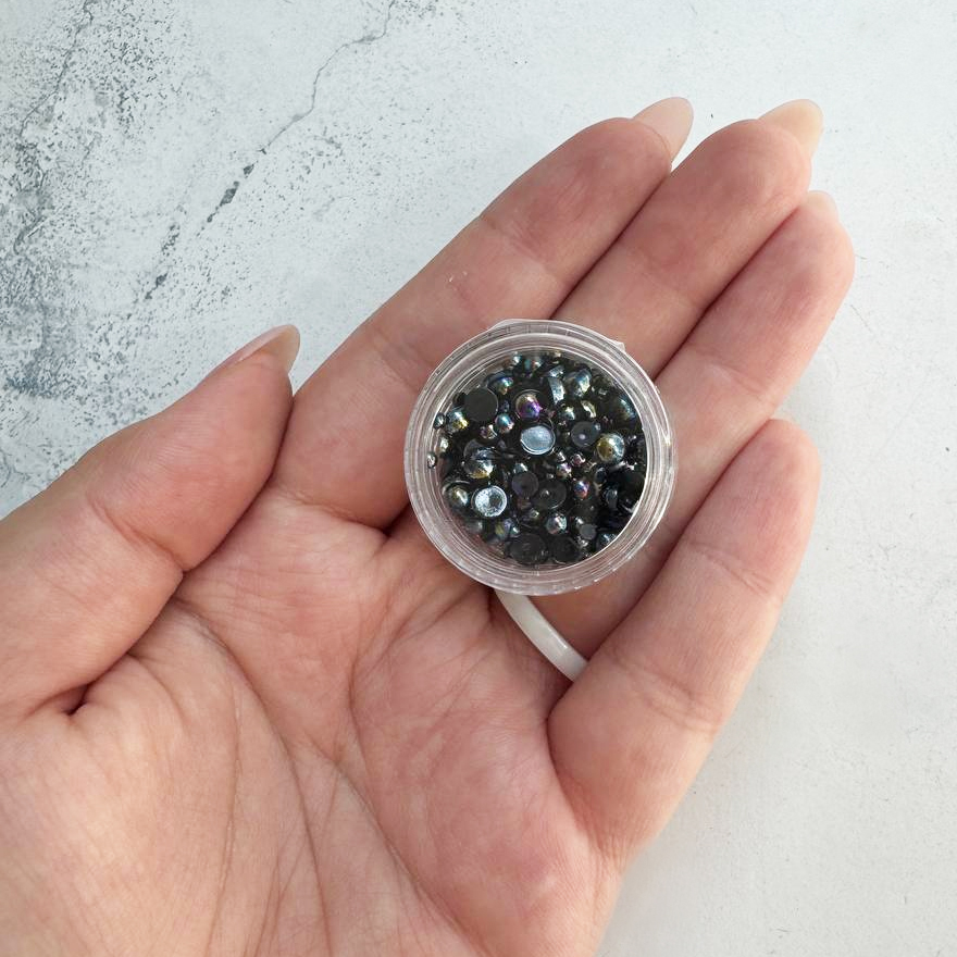 Nail decor pearls, halves Black pearls, 2.5 g, Mix, (in container) Nail decor pearls, halves Black pearls, 2.5 g, Mix, (in container)